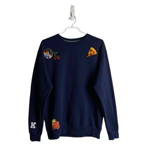 Fruit of the Loom Women's Navy Embroidered Graphic Print Sweatshirt
